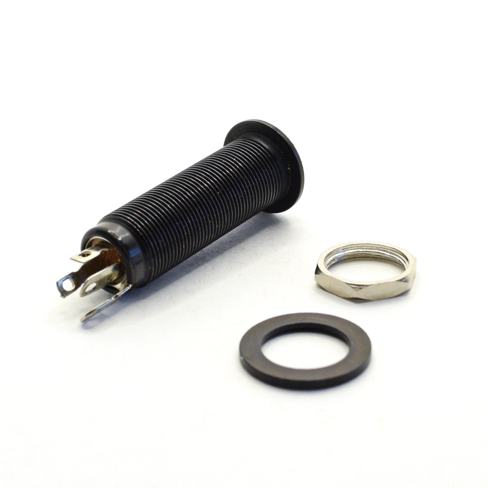 Black Long Thread Barrel Stereo Input Jack