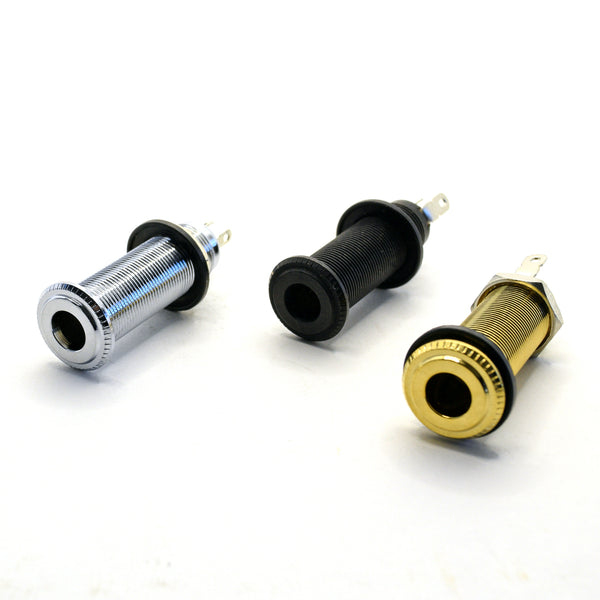 Black Long Thread Barrel Stereo Input Jack