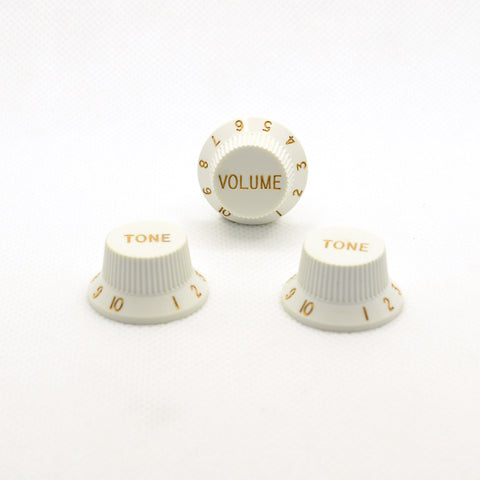 Set of Three White Strat Replacement Knobs