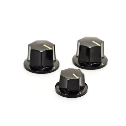 Set of 3 Jazz Bass Style Knobs Black