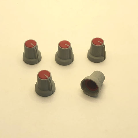 Mixing Board Knobs Light Grey/Red 6mm Set of 5 (Closeout)