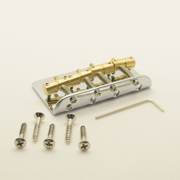 Birmingham 4 String Steel Bass Bridge in Chrome with Brass Saddles