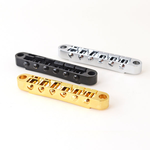 Nashville style Tune-O-Matic Bridge BM003 in Chrome, Black and Gold