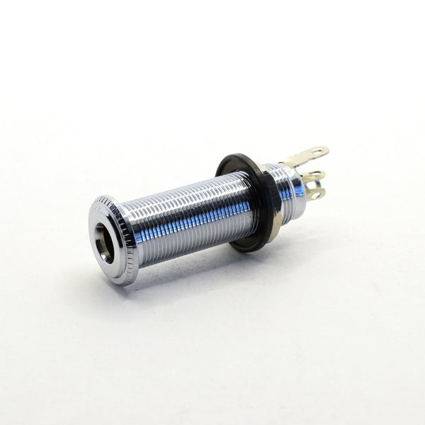Chrome Long Thread Barrel Stereo Input Jack Set of 5