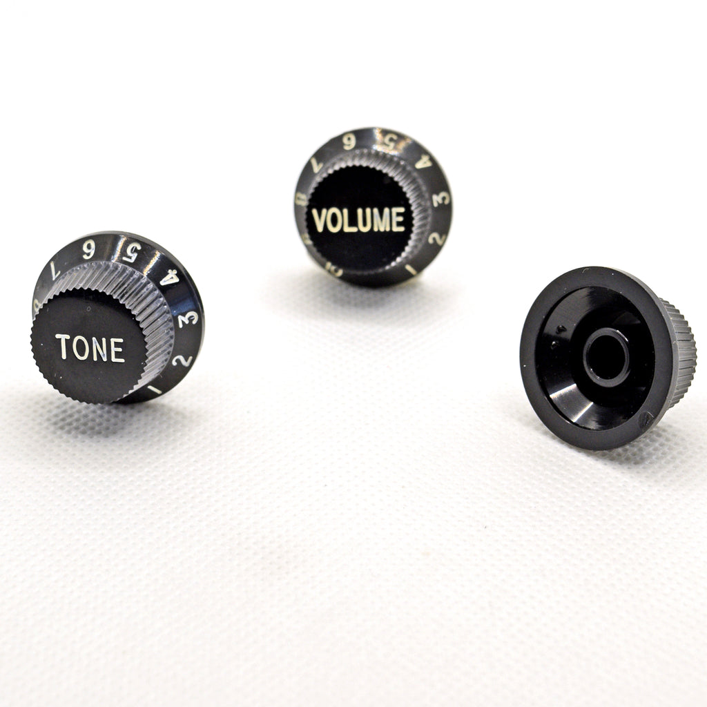 Set of Three Black Strat Replacement Knobs Thompson Guitar & Thrift