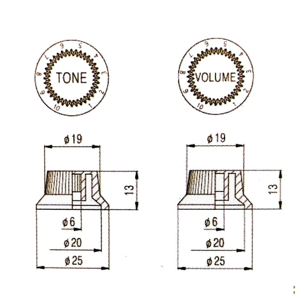 Set of Three Cream Strat Replacement Knobs