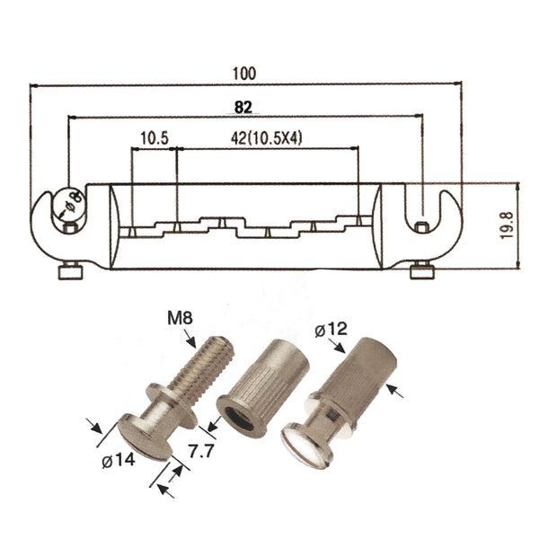 Wraparound Vintage Style Lightning Bolt Tailpiece Bridge