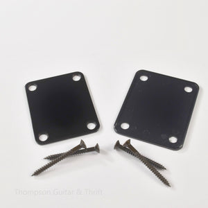 Black Guitar Neck Plate, Gasket and Screws