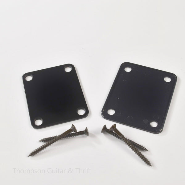 Black Guitar Neck Plate, Gasket and Screws