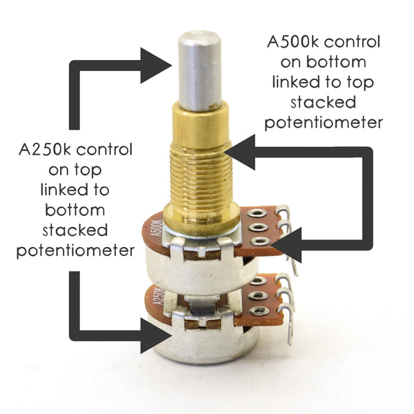 Alpha Potentiometer A500K/A250K Concentric Stacked Dime Size Pot