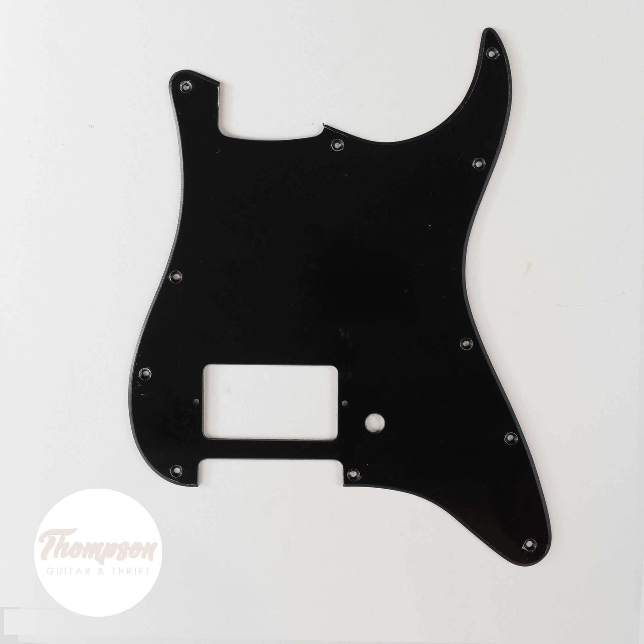 Black Strat Style Pickguard 11-Screw Single Humbucker 1-Knob 1-Ply