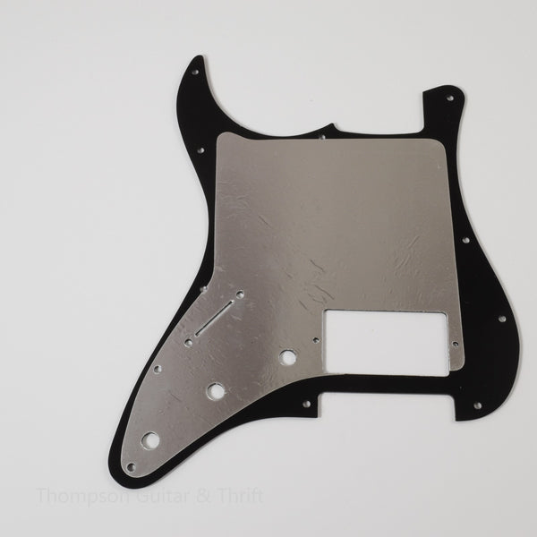 Black Strat Style Pickguard 11-Screw 1-Humbucker 3-Knob 1-Ply