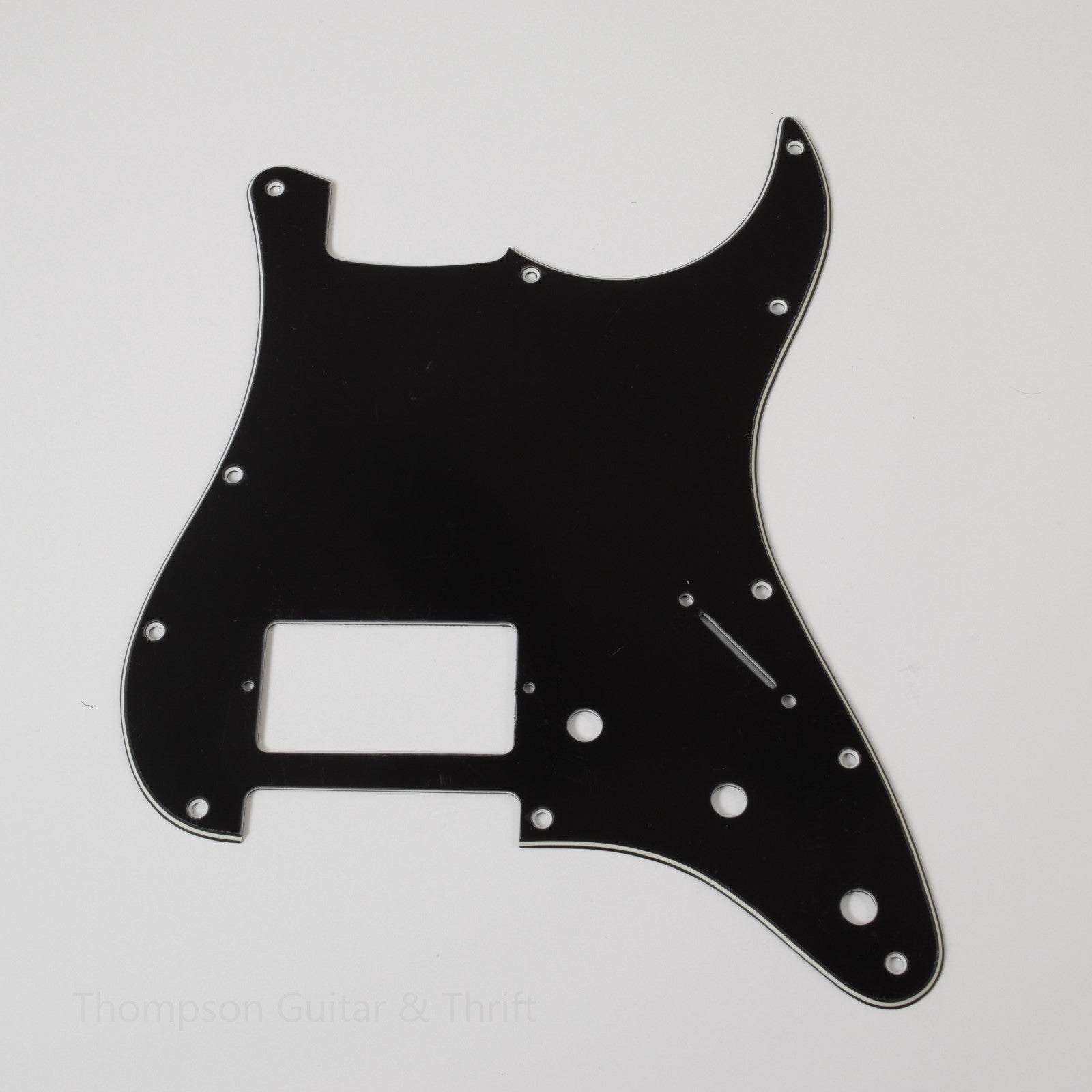 Black Strat Style Pickguard 11-Screw 1-Humbucker 3-Knob 3-Ply