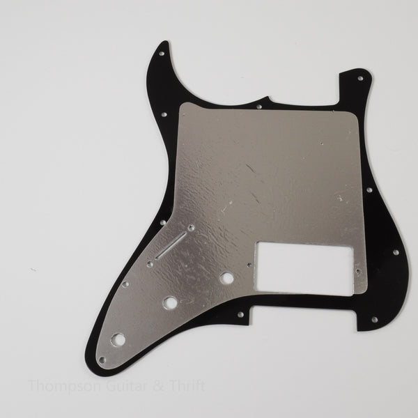 Black Strat Style Pickguard 11-Screw 1-Humbucker 3-Knob 3-Ply