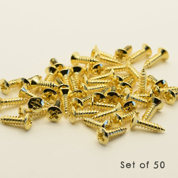 Gold Steel Pickguard and Control Plate Screws 3mm x 12mm
