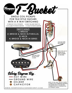 T-Bucket Single Coil Pickups Wiring Diagram with 4-Way Switching