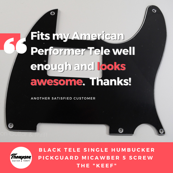 Black Tele Style Single Humbucker Pickguard Micawber/Keef 5-Screw