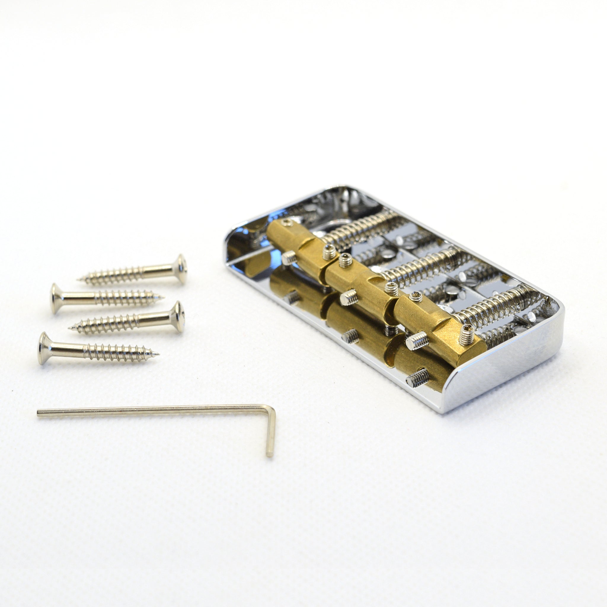 Chrome Short Tele Style Bridge with Brass Saddles